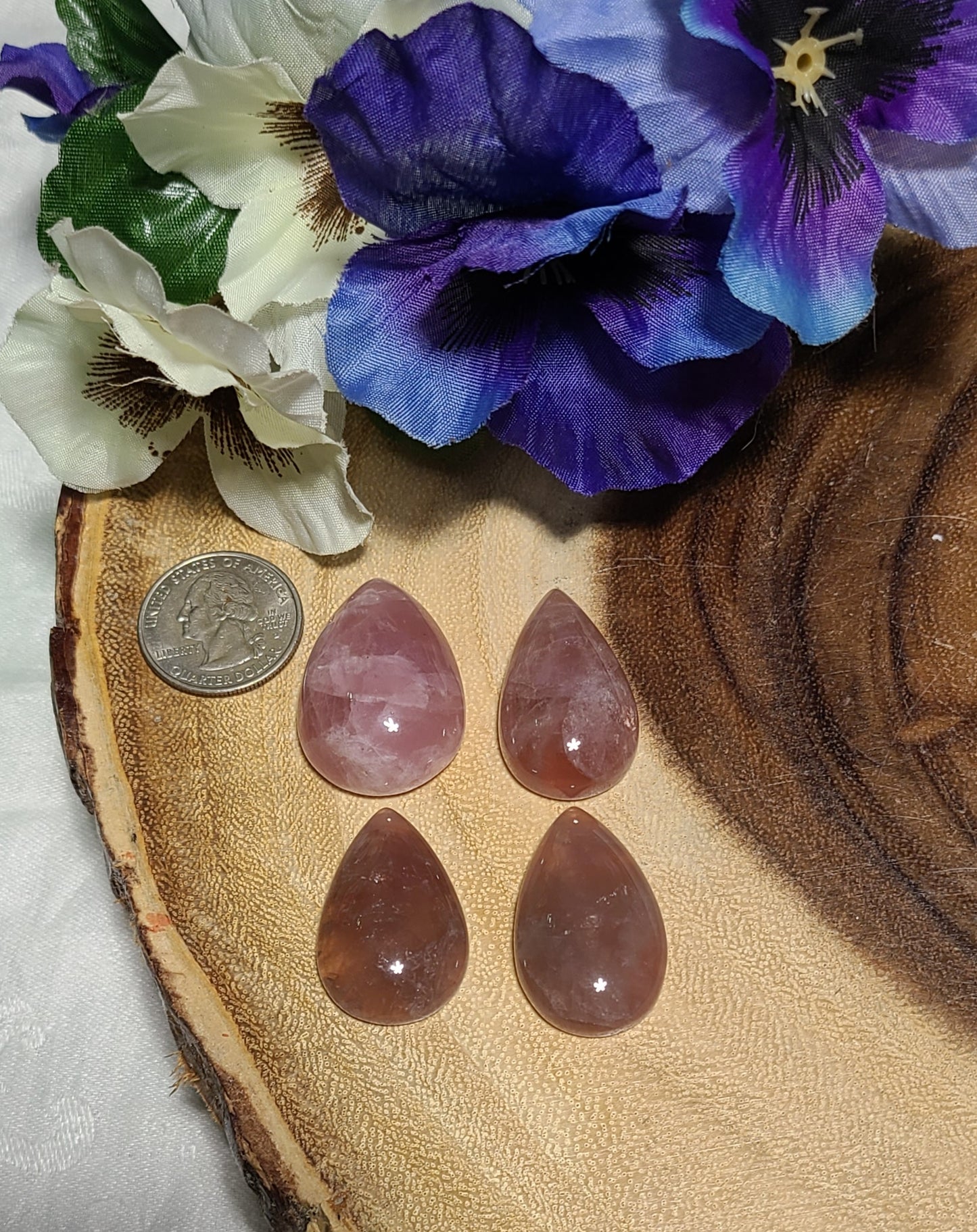 Rose Quartz Cabochons / Flatbacks