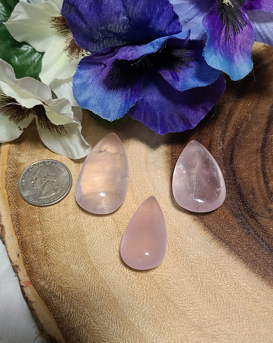 Rose Quartz Tear-drop Cabochons