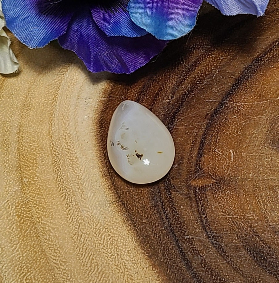 Dendritic Flower Agate Tear-drop Cabochon