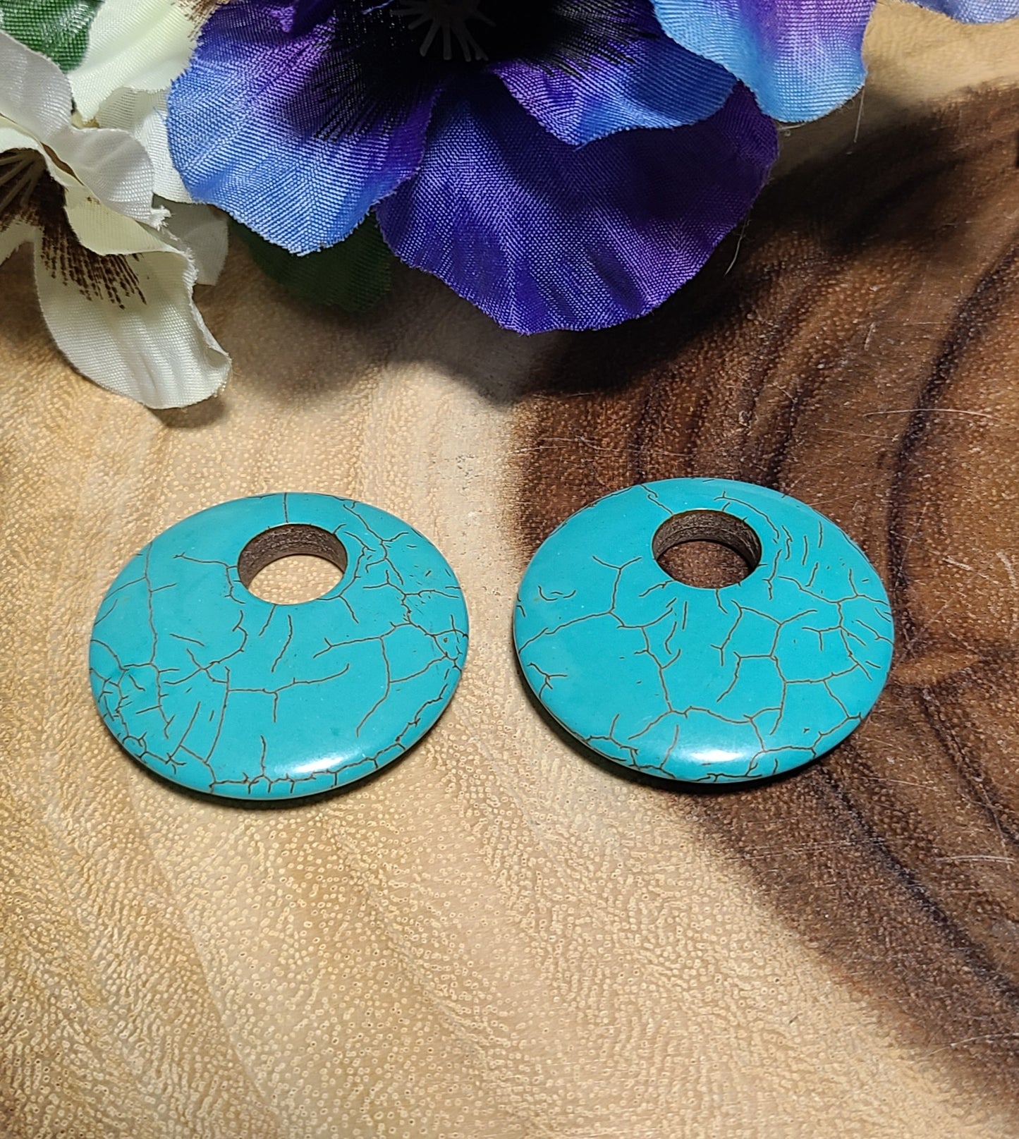 Large Carved Turquoise Discs