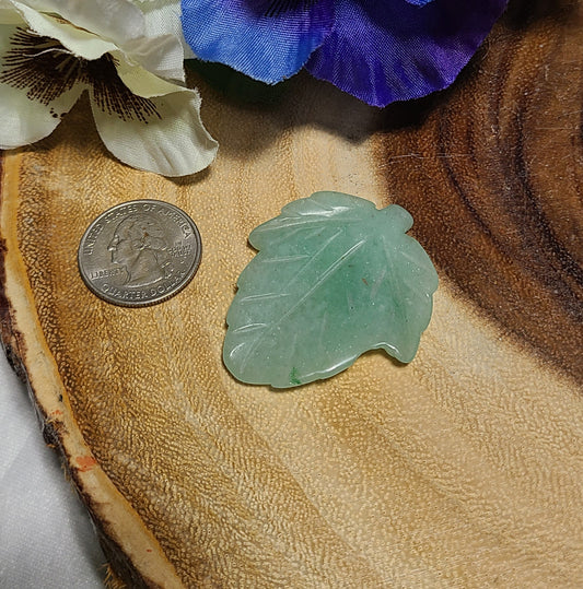 Extra Large Carved Aventurine Leaf