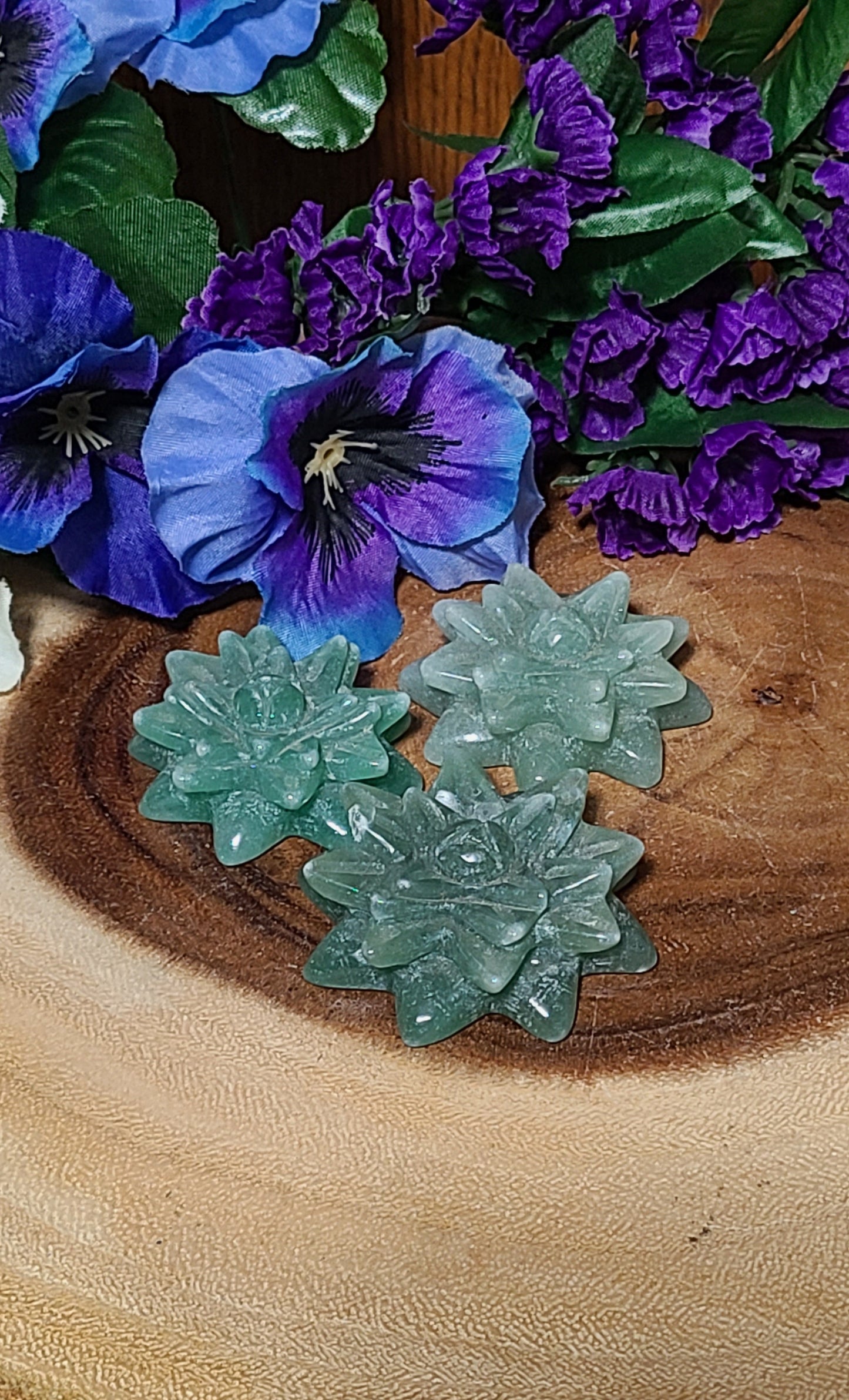 Carved Aventurine Lotus / Succulents - For Luck, Wealth & Abundance