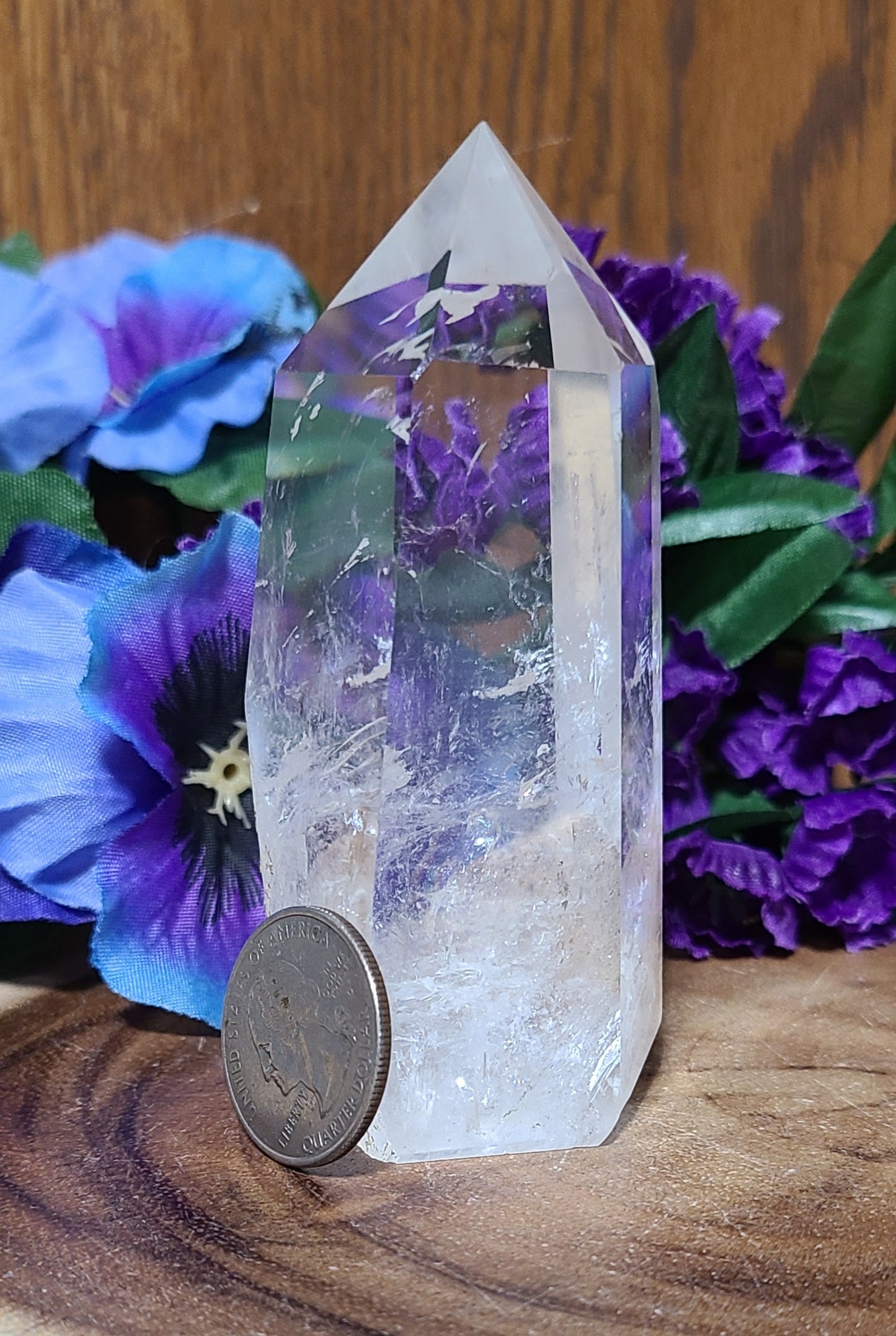 BIG Clear Quartz Tower with Rainbows and Phantoms