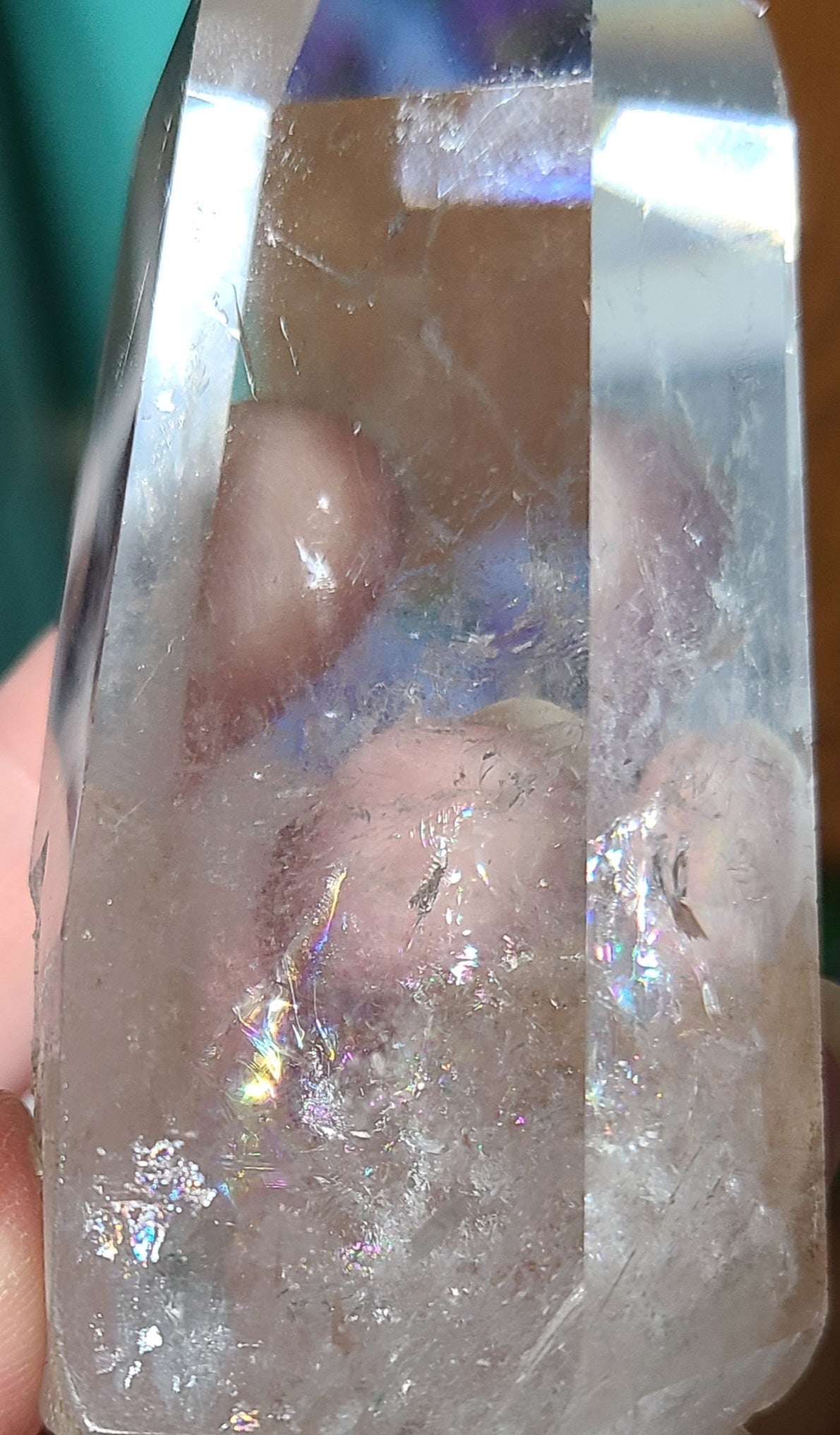 BIG Clear Quartz Tower with Rainbows and Phantoms