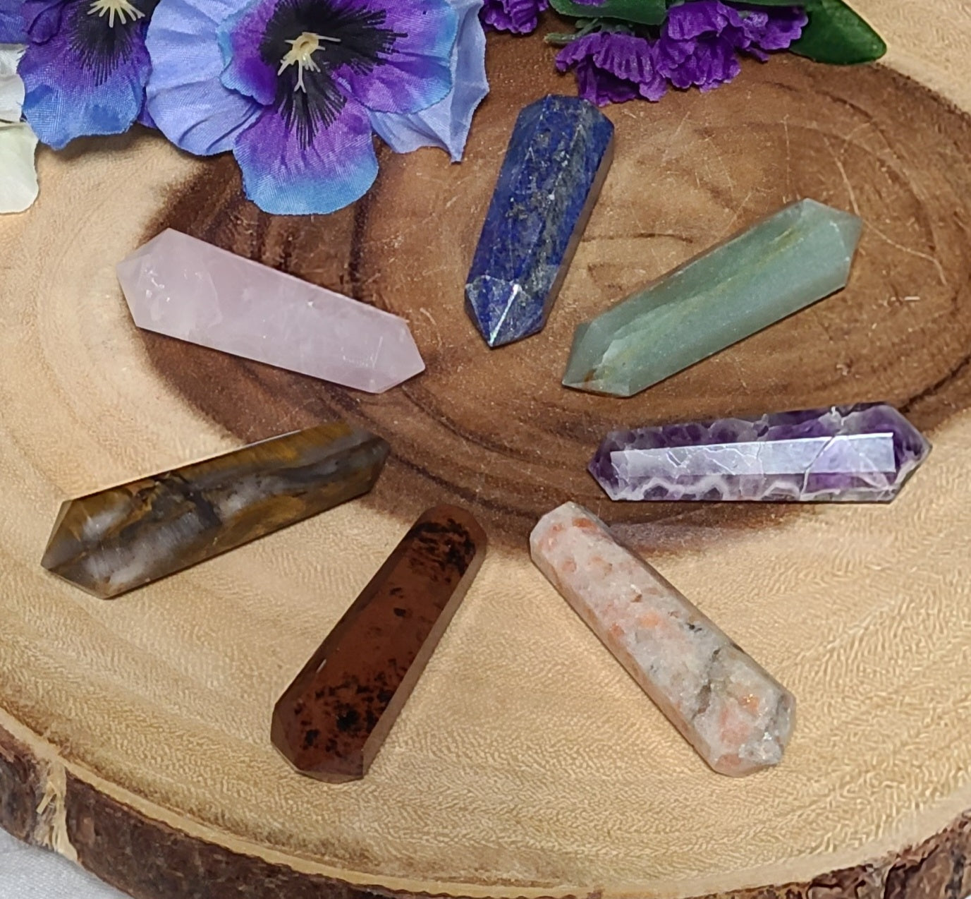 Double Terminated Wands - Rose Quartz, Lapis Lazuli, Aventurine, Mahogany Obsidian, Tiger Eye, Sunstone, Amethyst