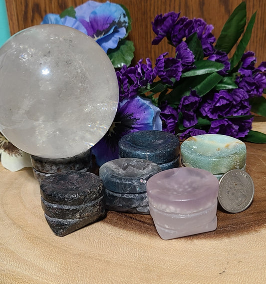 Carved Gemstone Sphere Bases