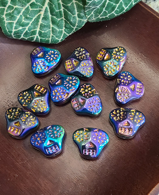 Carved Rainbow Aura Obsidian Candy Skulls