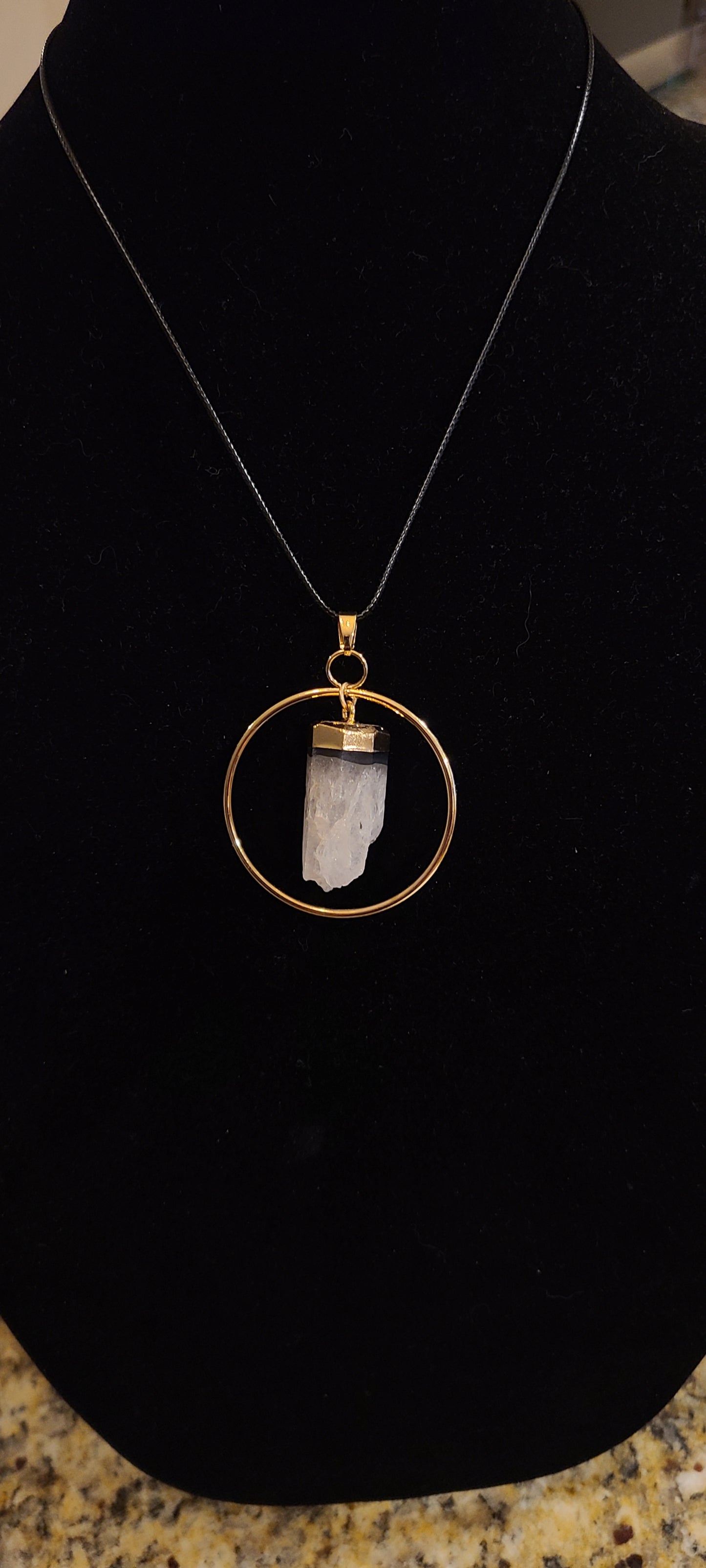 Rainbow Quartz Point / Protective Circle Necklace