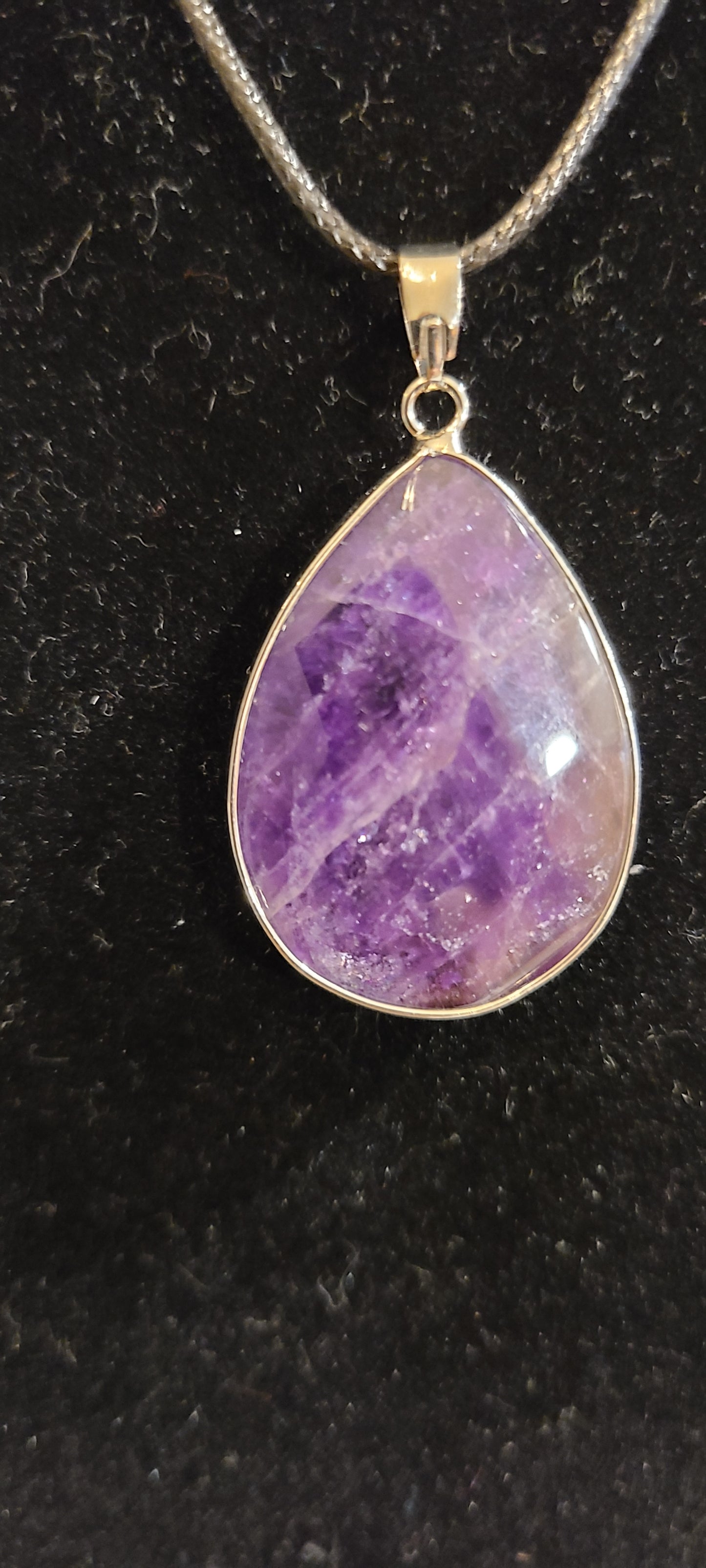 Amethyst Tear-drop Pendants - 925 Sterling Necklaces