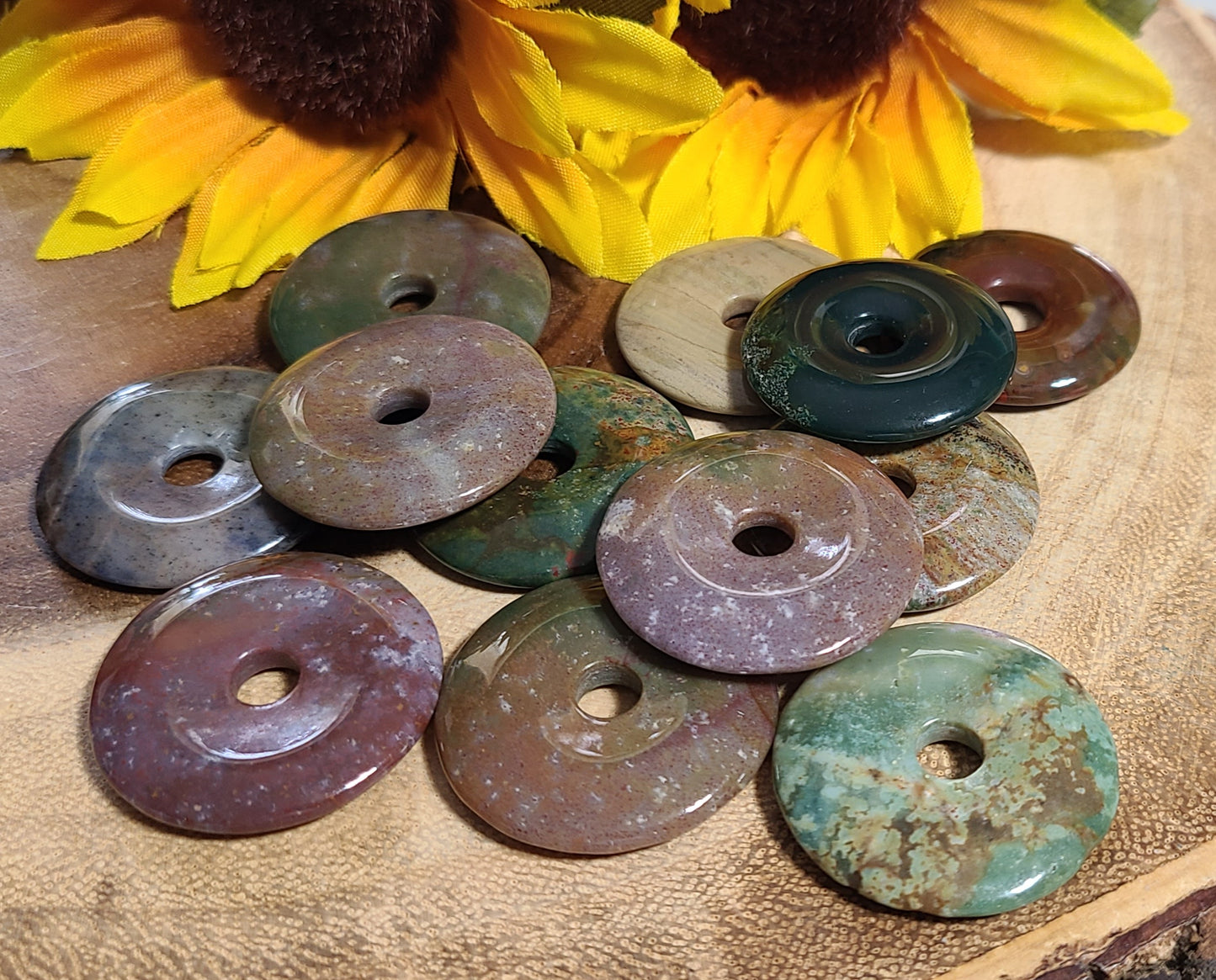 Gorgeous Ocean Jasper Donuts / Pendants / Sphere Holders