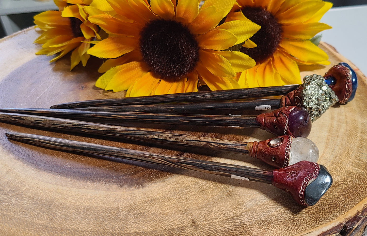 Gemstone Hair Sticks / Wands - Quartz, Pyrite, Amethyst, Hematite & More!