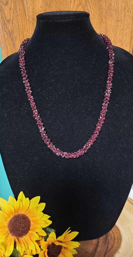 24" Braided Garnet Necklaces - Grounding, Passion, Love