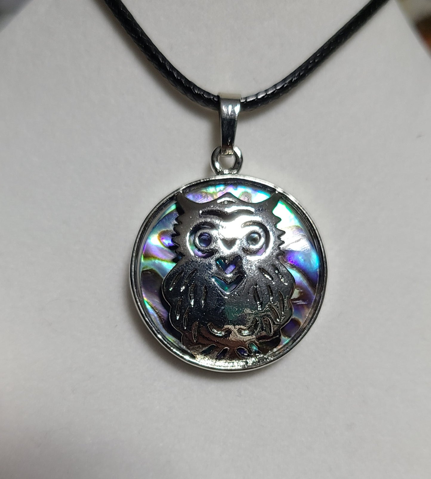 18" Adjustable Abalone & Silver Pendant Necklaces - Hamsa, Lotus, Owl, Om, Tree of Life