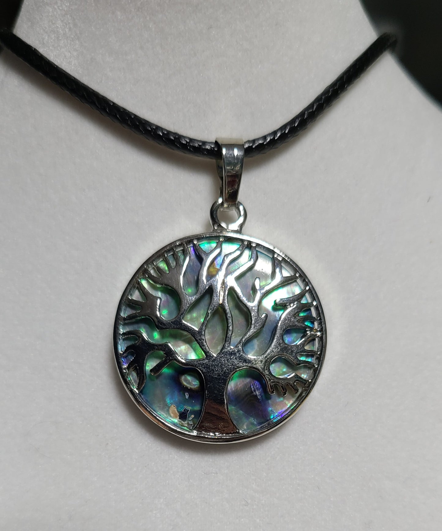 18" Adjustable Abalone & Silver Pendant Necklaces - Hamsa, Lotus, Owl, Om, Tree of Life