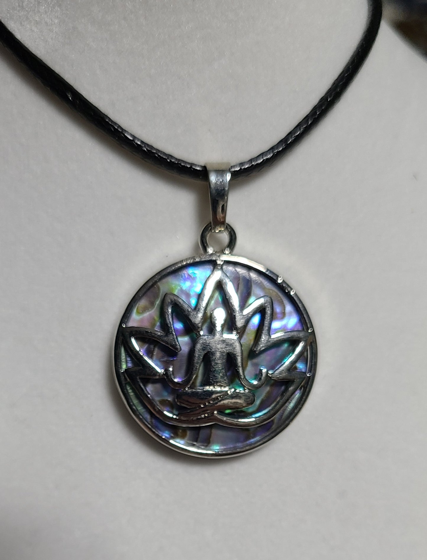 18" Adjustable Abalone & Silver Pendant Necklaces - Hamsa, Lotus, Owl, Om, Tree of Life