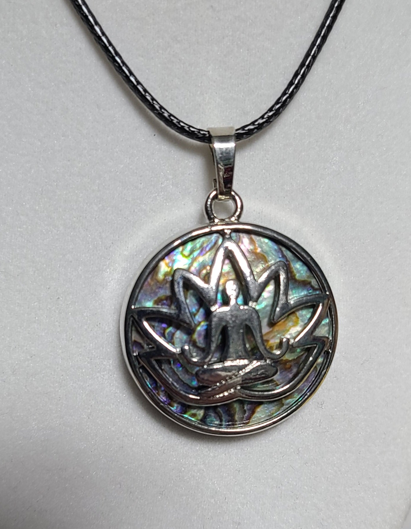 18" Adjustable Abalone & Silver Pendant Necklaces - Hamsa, Lotus, Owl, Om, Tree of Life