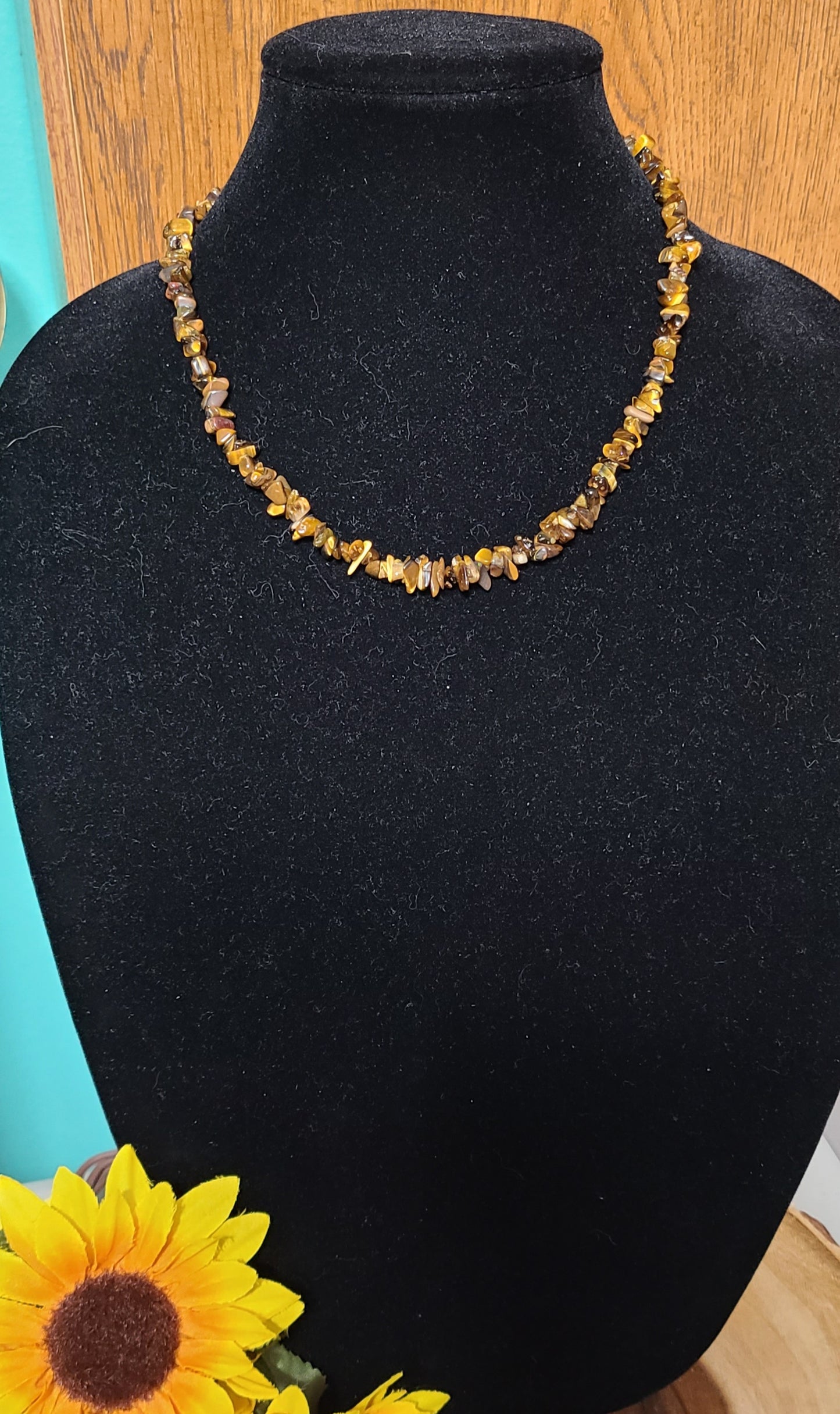 18" Barrel-Clasp Gemstone Chip Necklaces - Choose From Tiger Eye, Quartz, Aquamarine, Turquoise