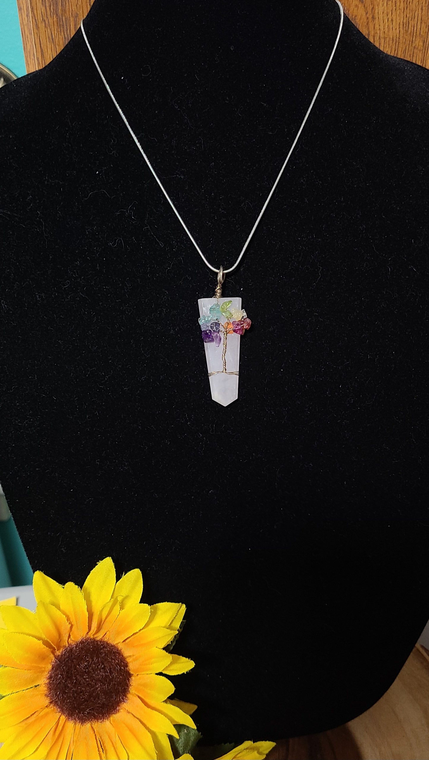 Rose Quartz / Chakra Tree of Life Necklace