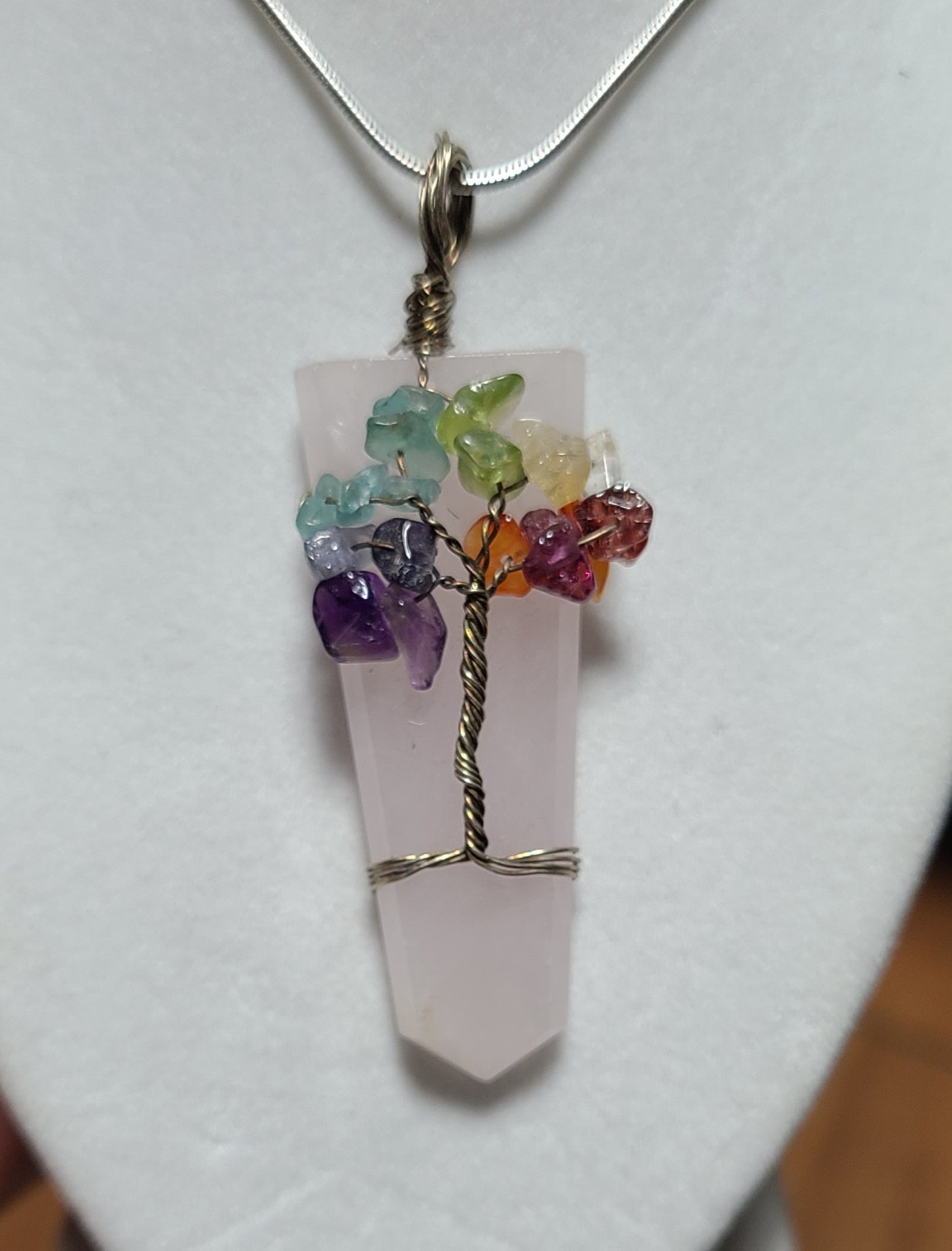 Rose Quartz / Chakra Tree of Life Necklace