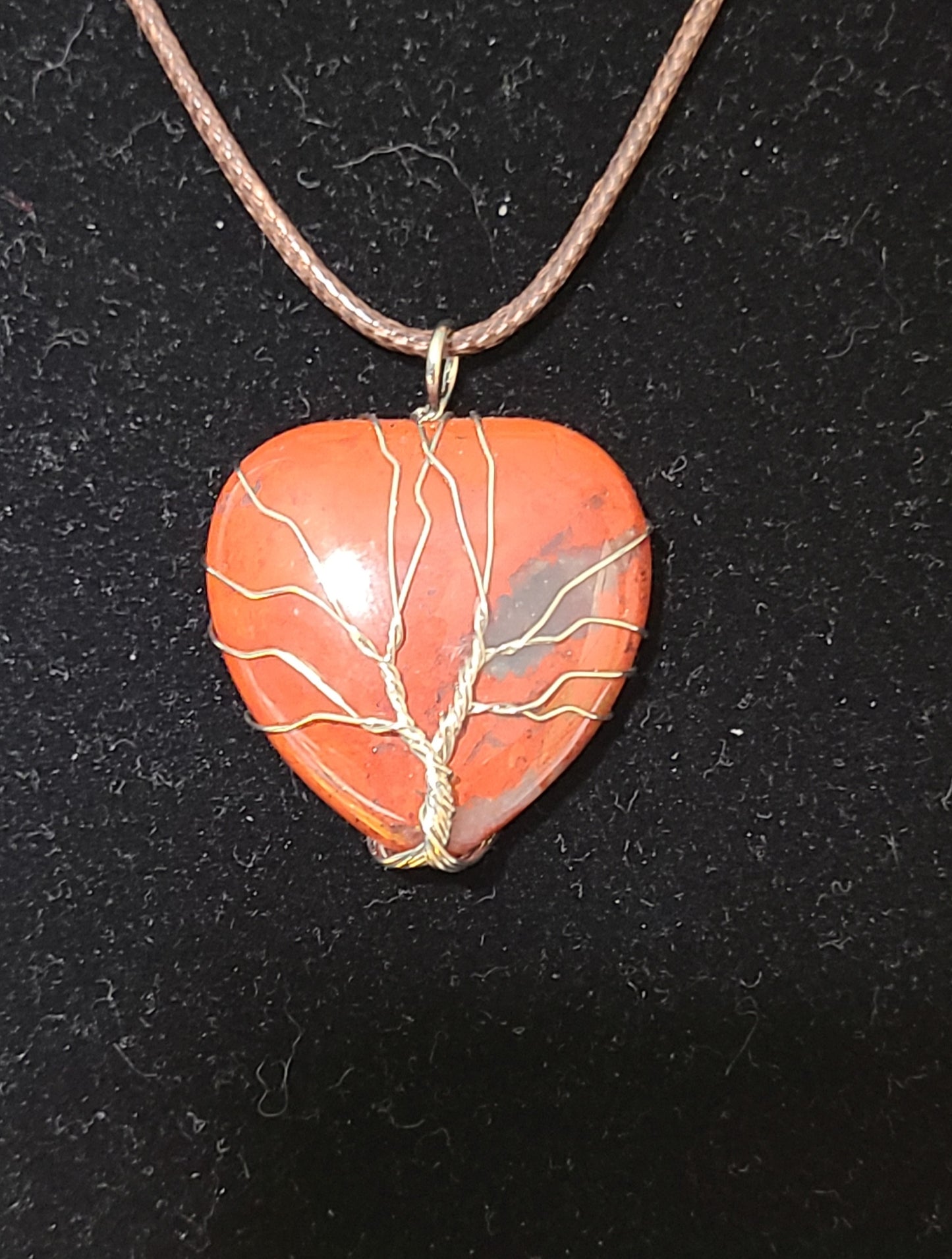 Large Tree of Life Gemstone Heart Necklaces