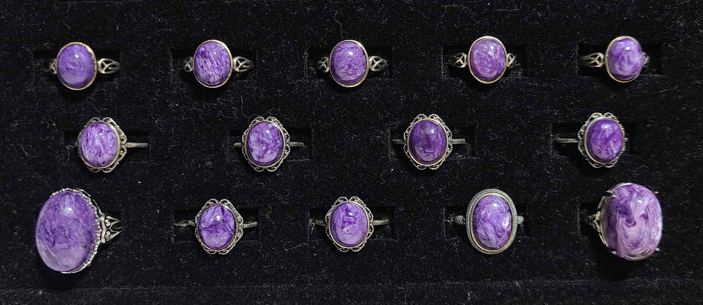 Charoite Rings - 925 Sterling Silver