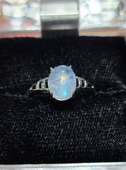 Flashy Rainbow Moonstone ~ 925 Sterling Silver Rings