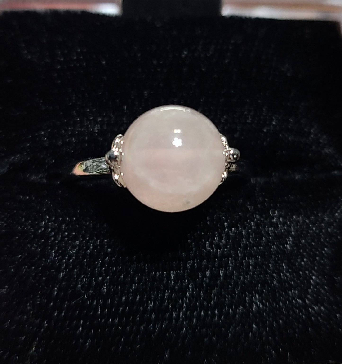 Star Rose Quartz Sphere - 925 Sterling Silver Rings