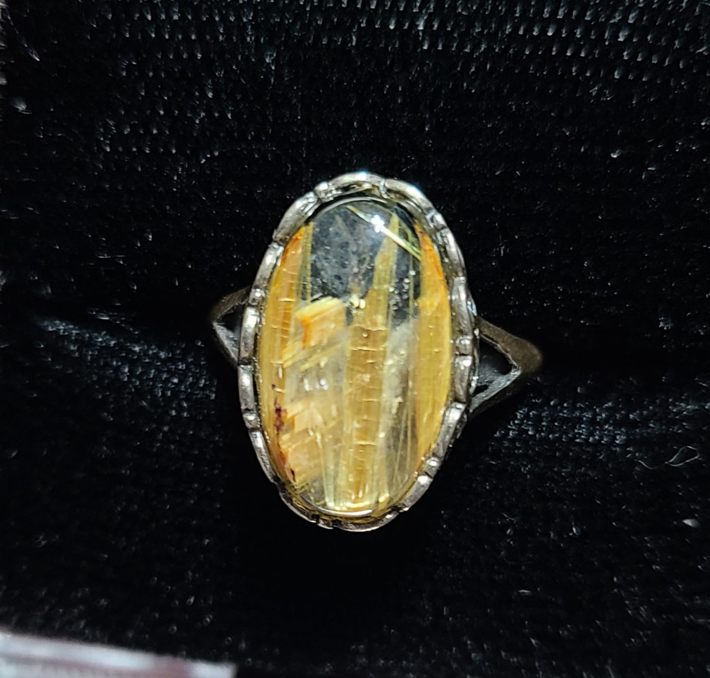 Gold Rutilated Quartz / Golden Rutile - 925 Sterling Silver Ring