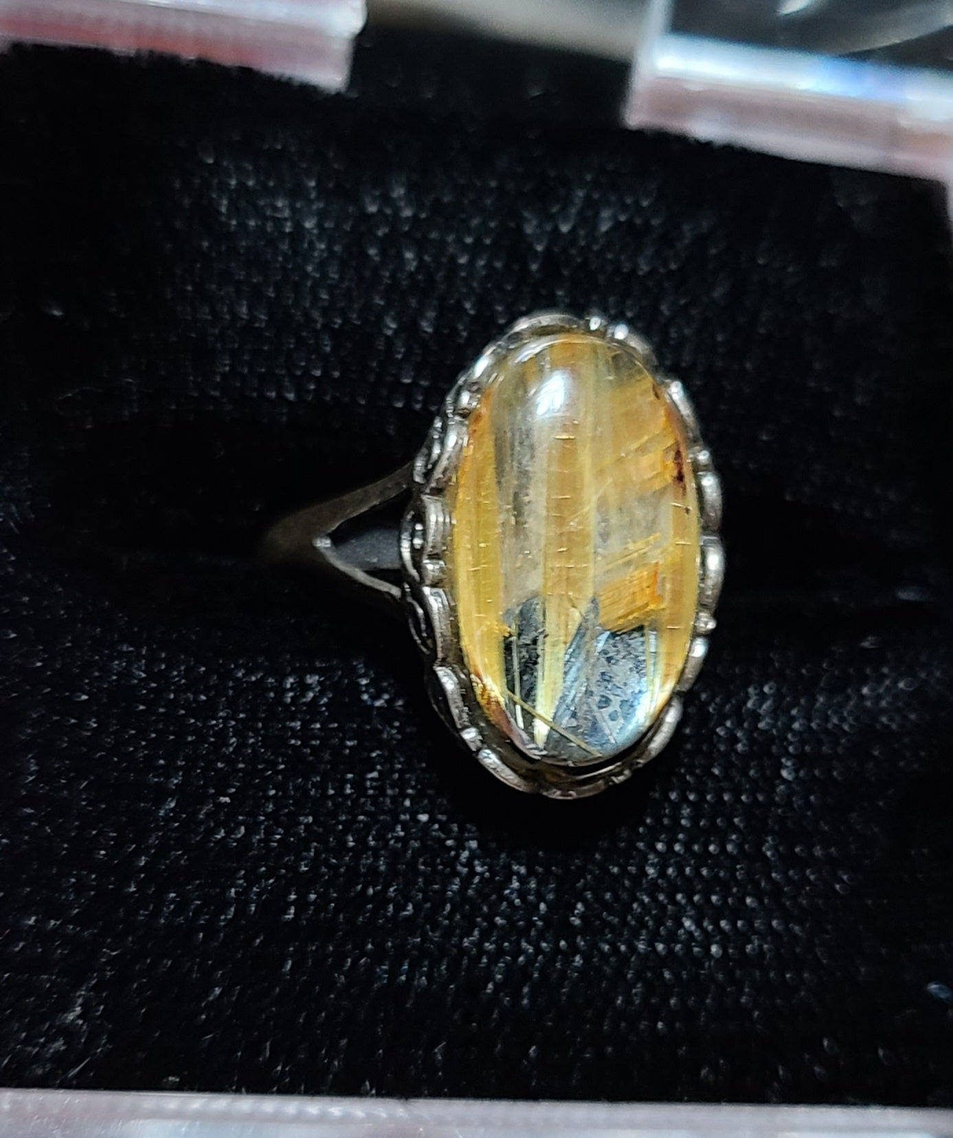 Gold Rutilated Quartz / Golden Rutile - 925 Sterling Silver Ring