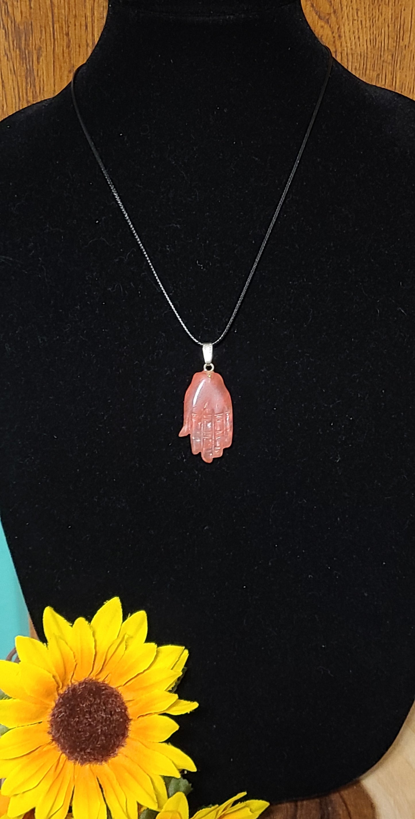 Gemstone Hamsa - Protective Hand - Pendant Necklaces