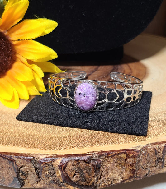 Rare Charoite - 925 Sterling Silver Bangles