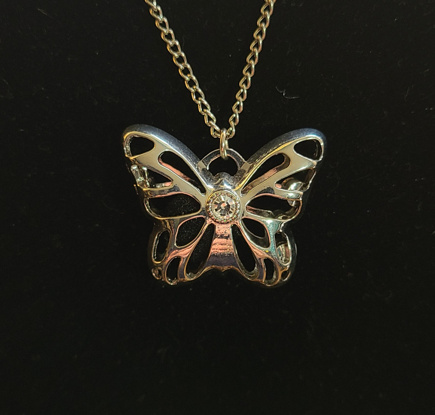 Silver Butterfly Caged Ball Diffuser Necklaces