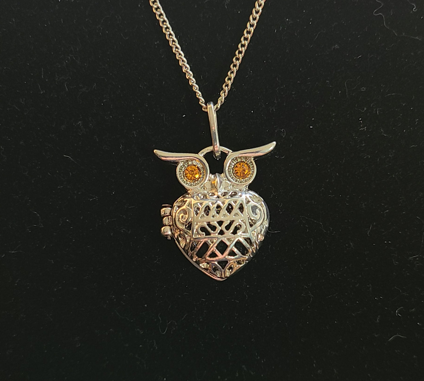 Silver Owl Caged Ball Diffuser Necklace