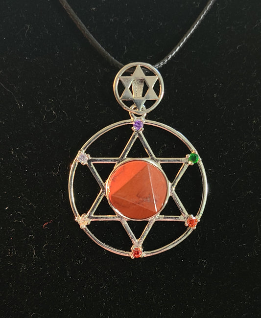 Star of David - Red Jasper Pendant Necklace