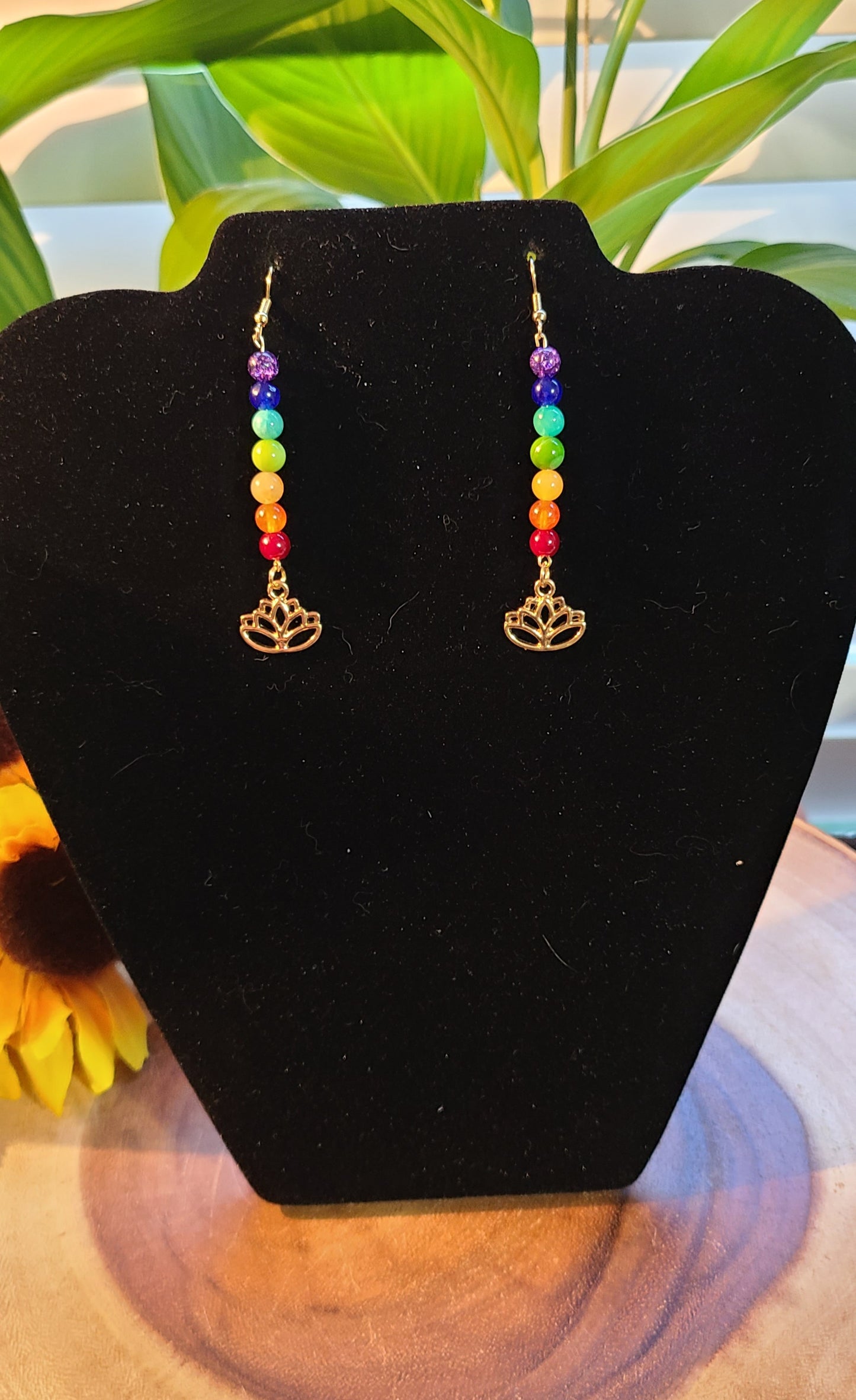 7 Chakra Lotus Flower Earrings