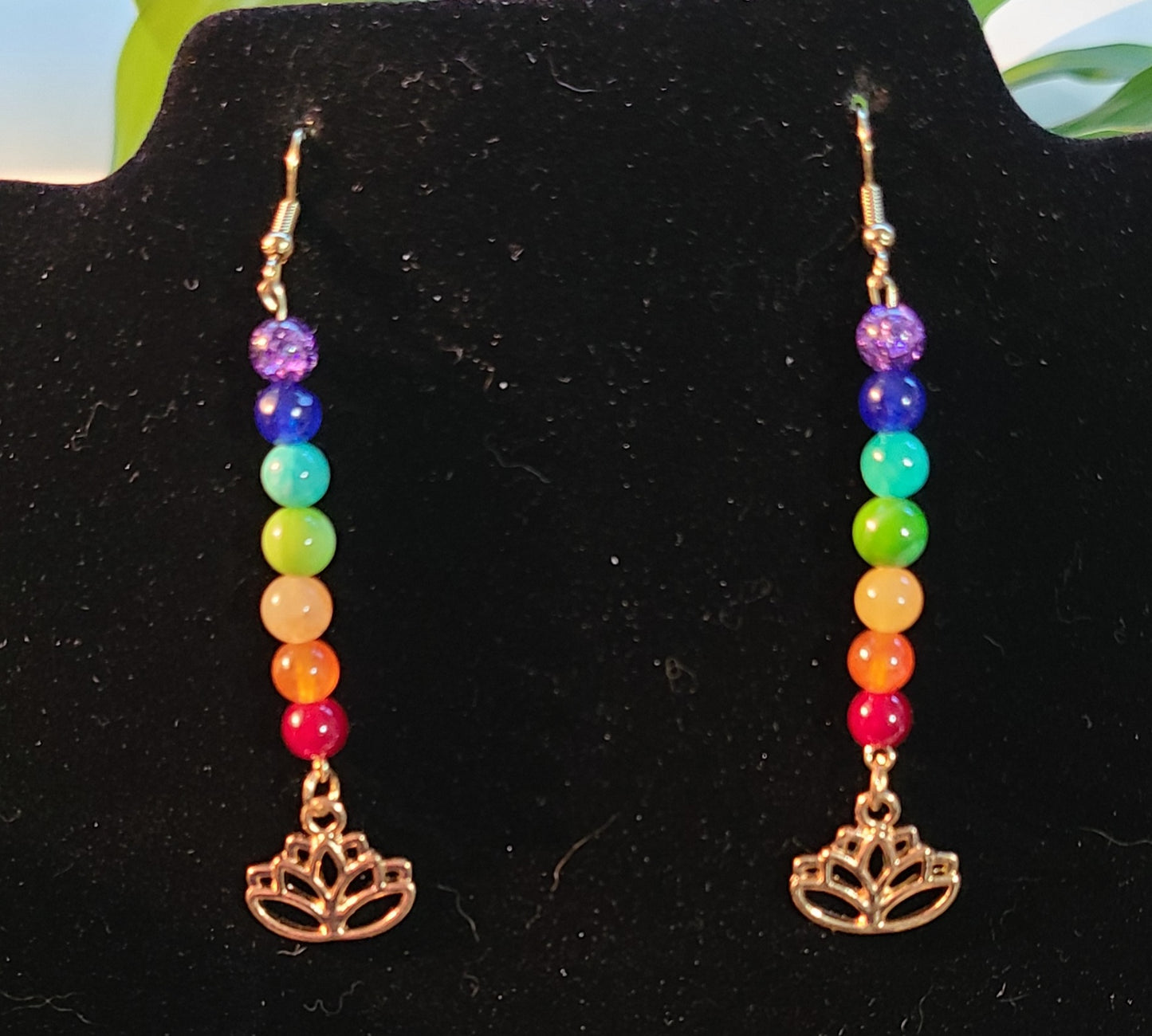 7 Chakra Lotus Flower Earrings