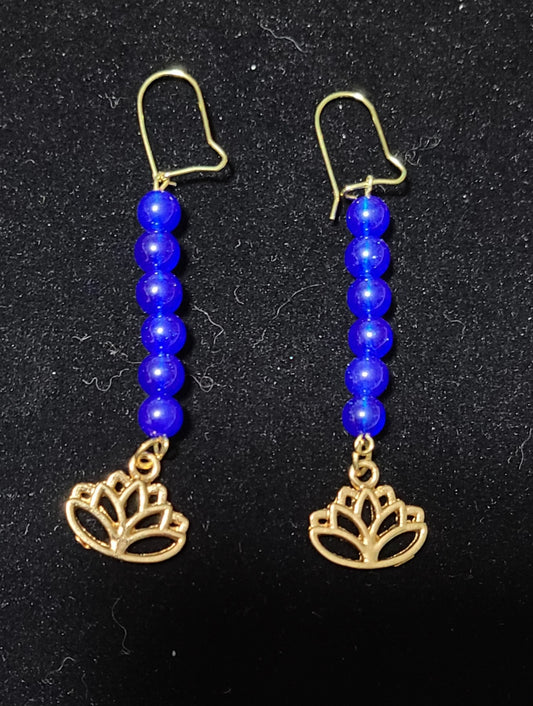 Blue Aventurine Lotus Flower Earrings - Activate Third Eye