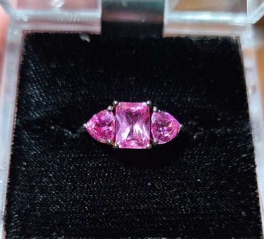 Rare Pink Sapphire - 925 Sterling Silver - Size 6.5