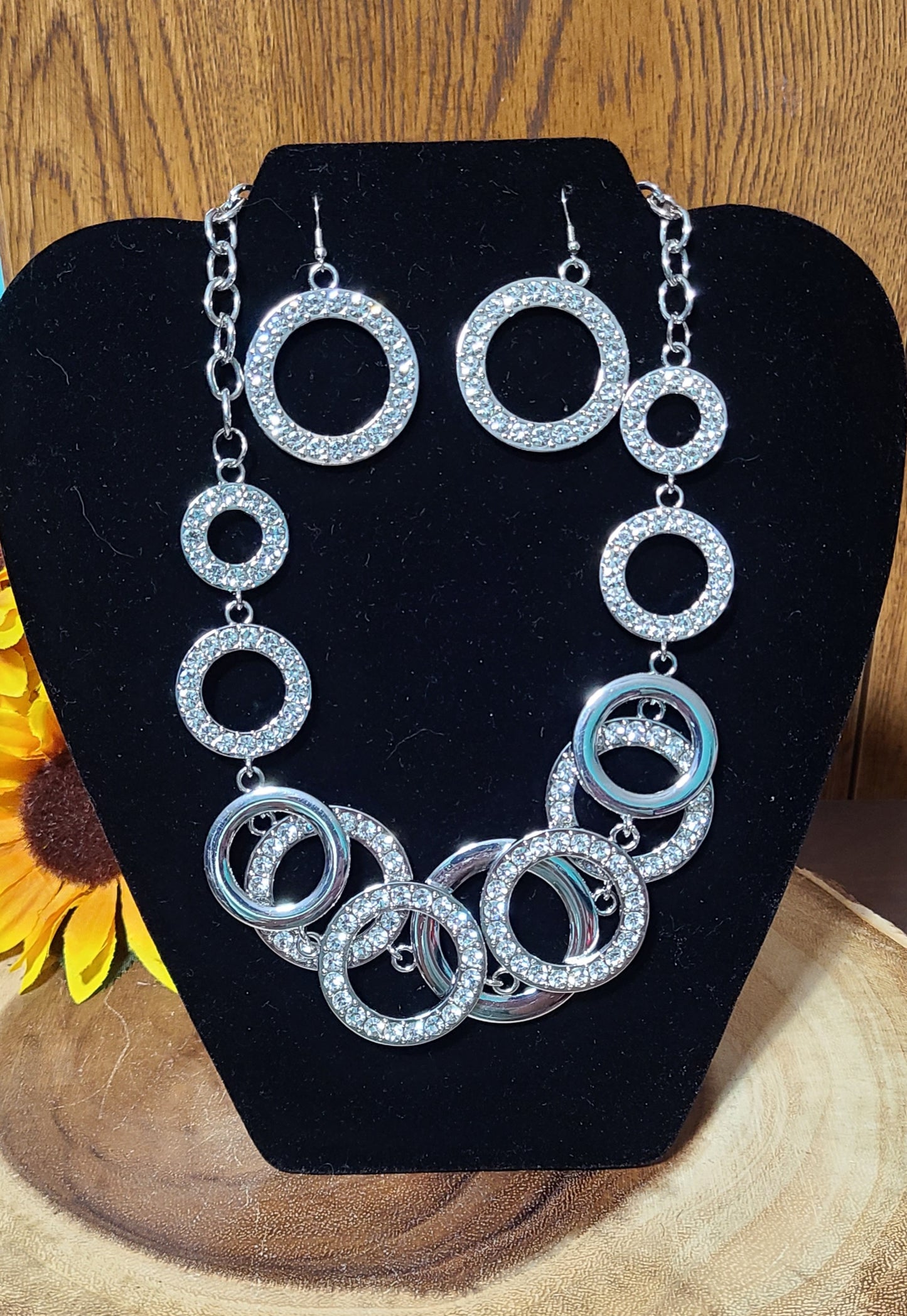 Magic Circle Silver and CZ Matching Necklace and Earring Set