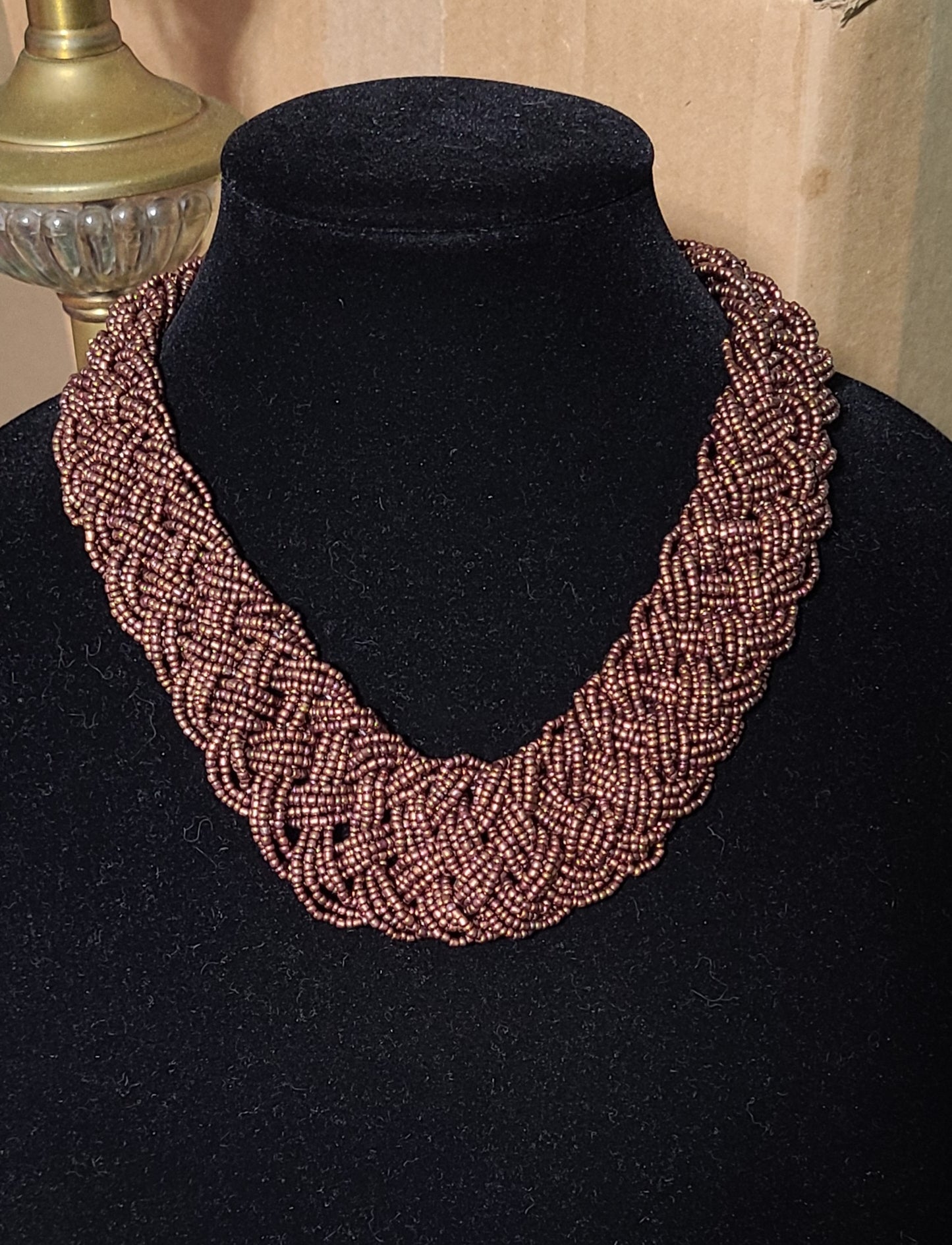 Woven Copper Seed Bead Necklace and Earring Sets