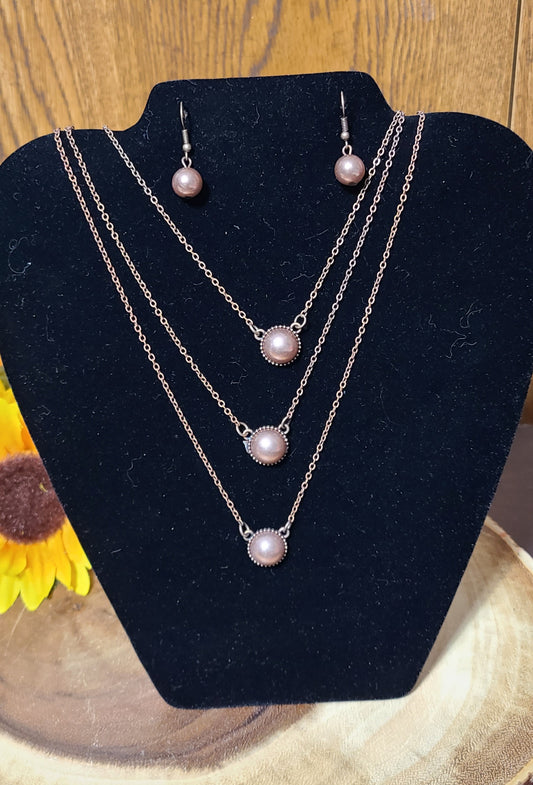 Copper Ball Necklace and Earring Sets