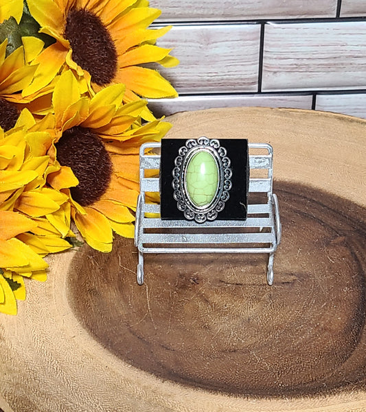 Green Howlite Adjustable Ring