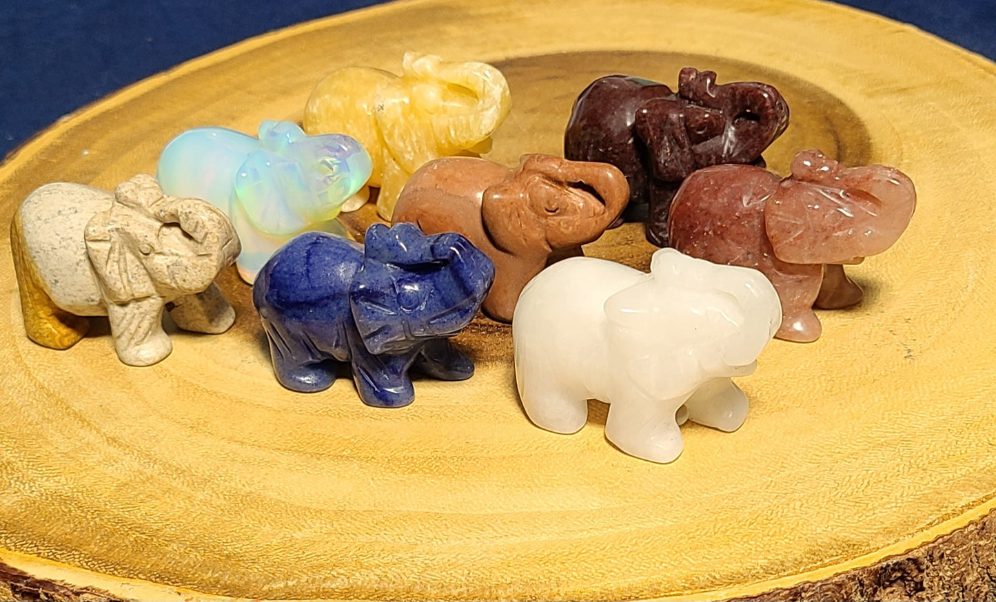 Carved Gemstone Elephants