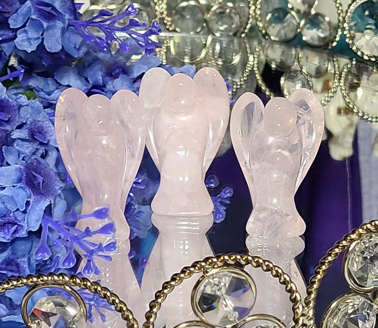 Carved Rose Quartz Angels