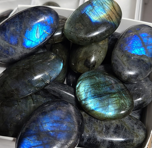 Super-Flashy, High-Quality Labradorite Palmstones