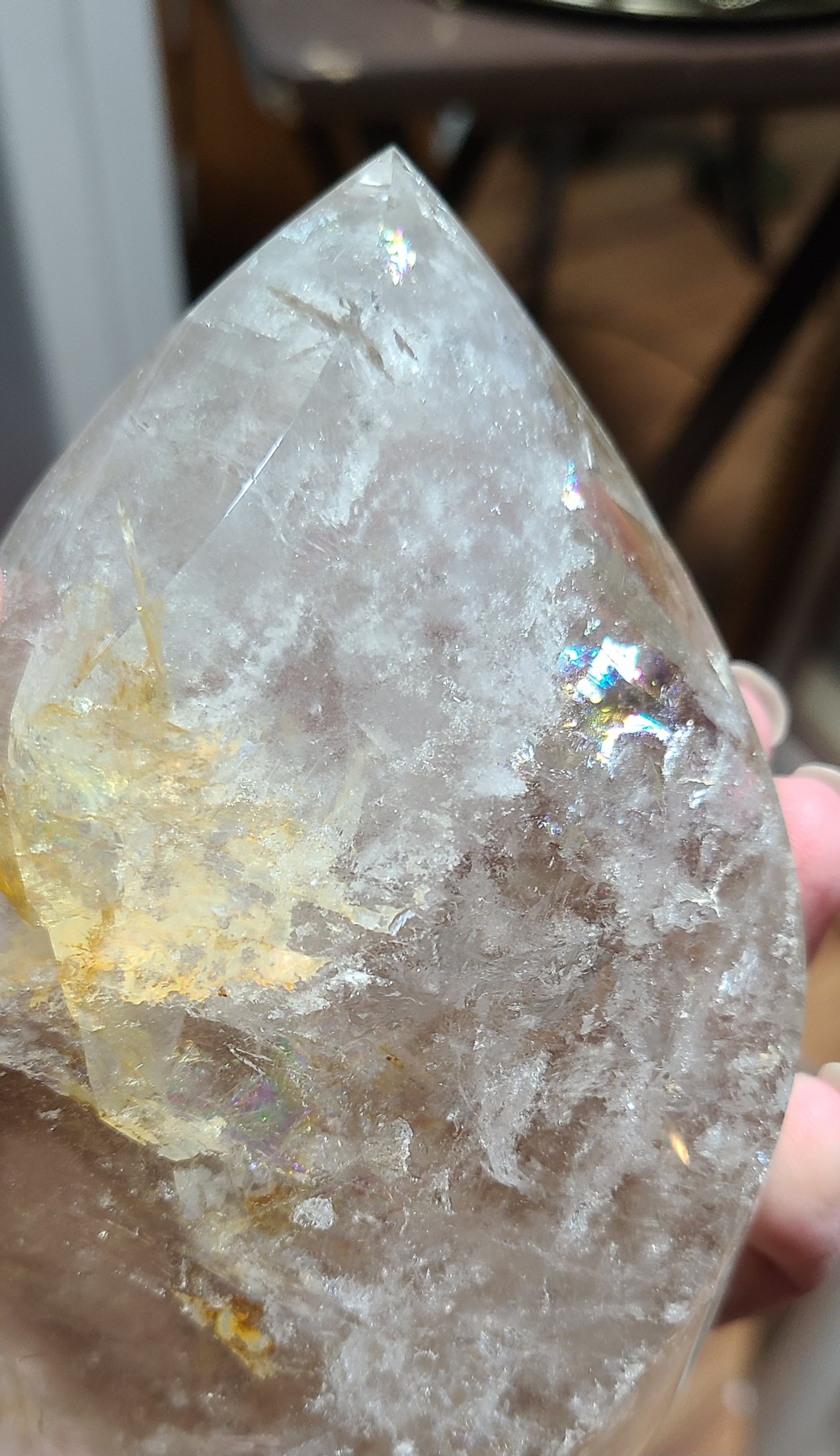 Large Smoky Quartz Carved Flame