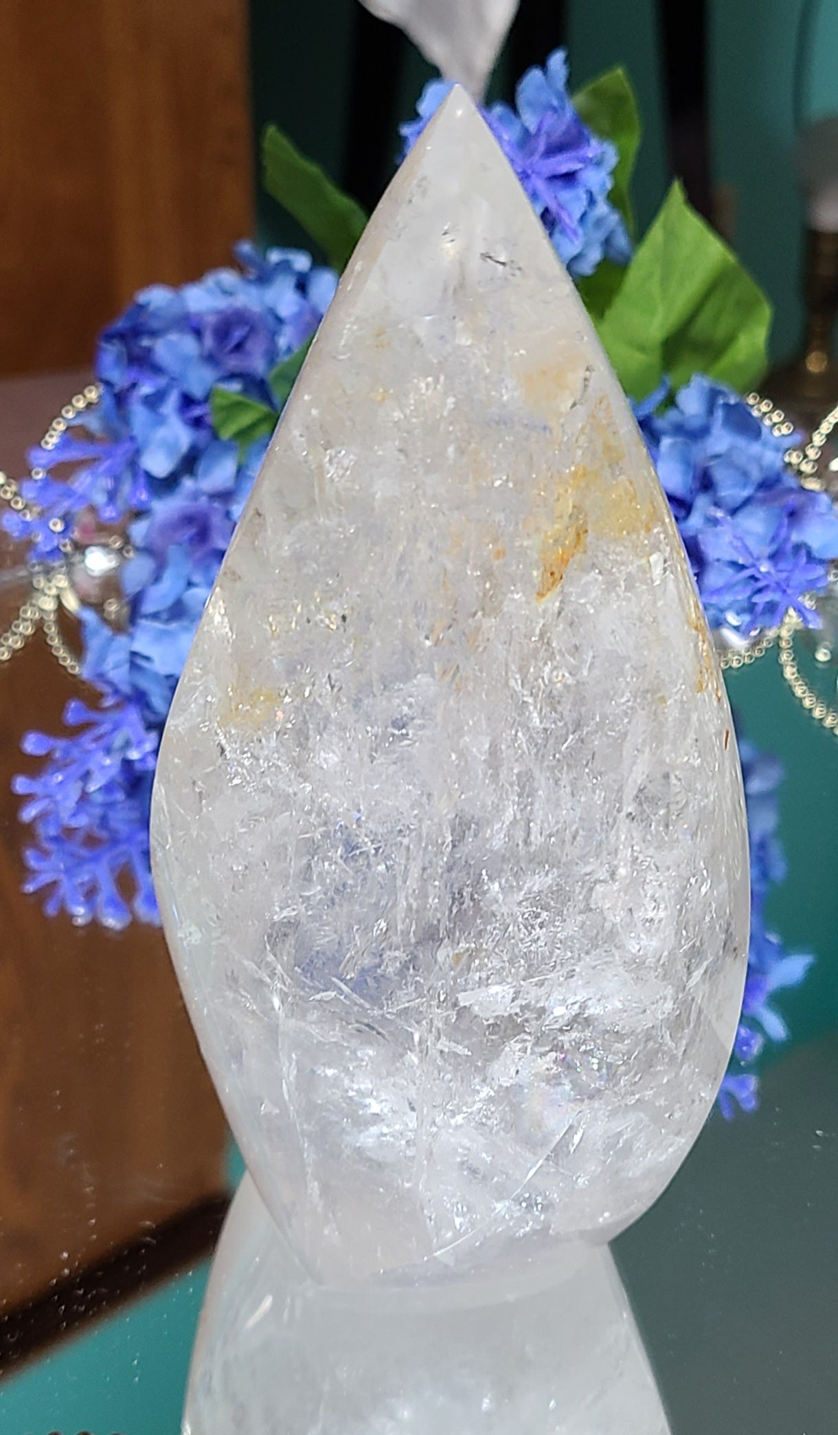 Large Clear Quartz Carved Flame