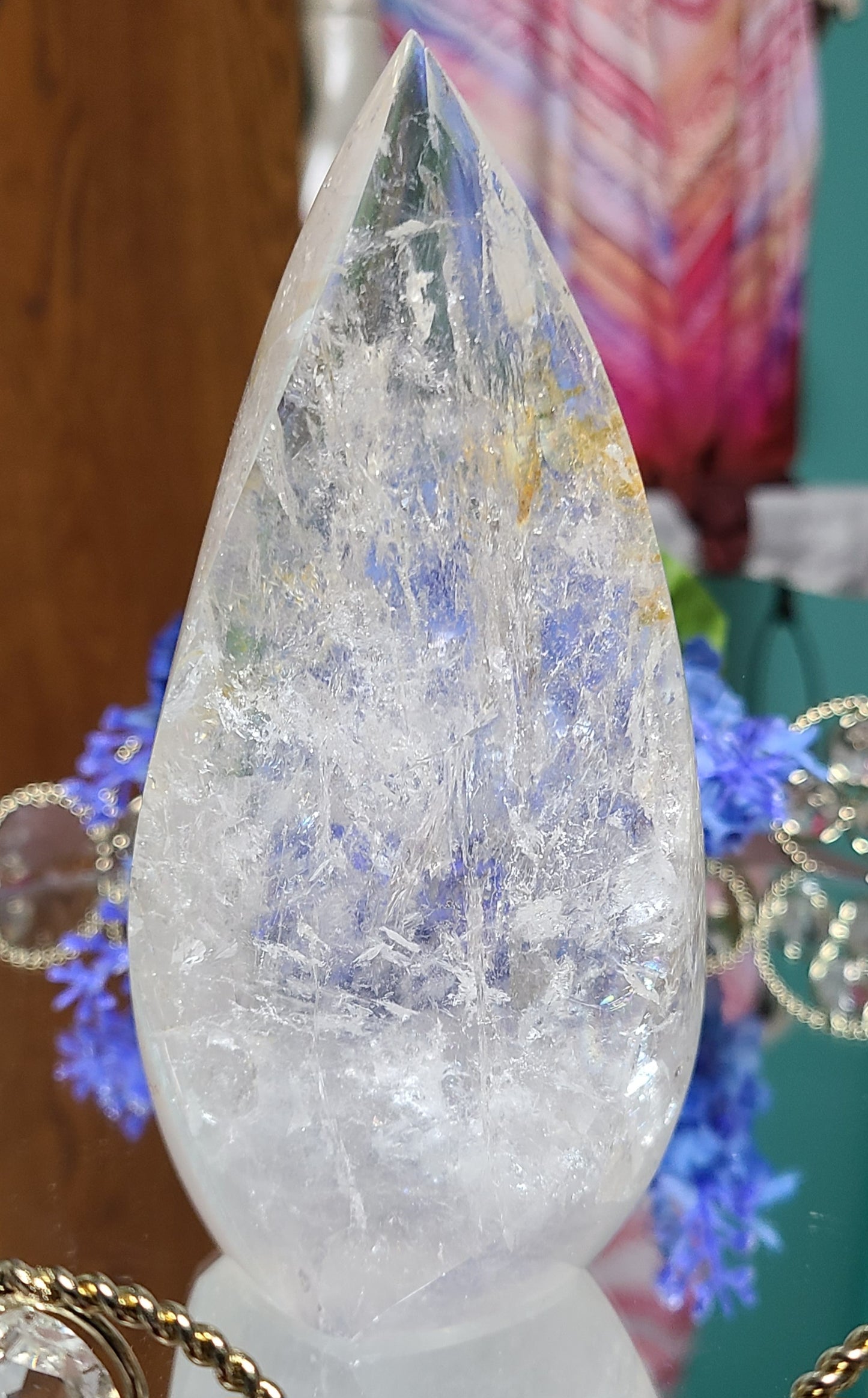 Large Clear Quartz Carved Flame