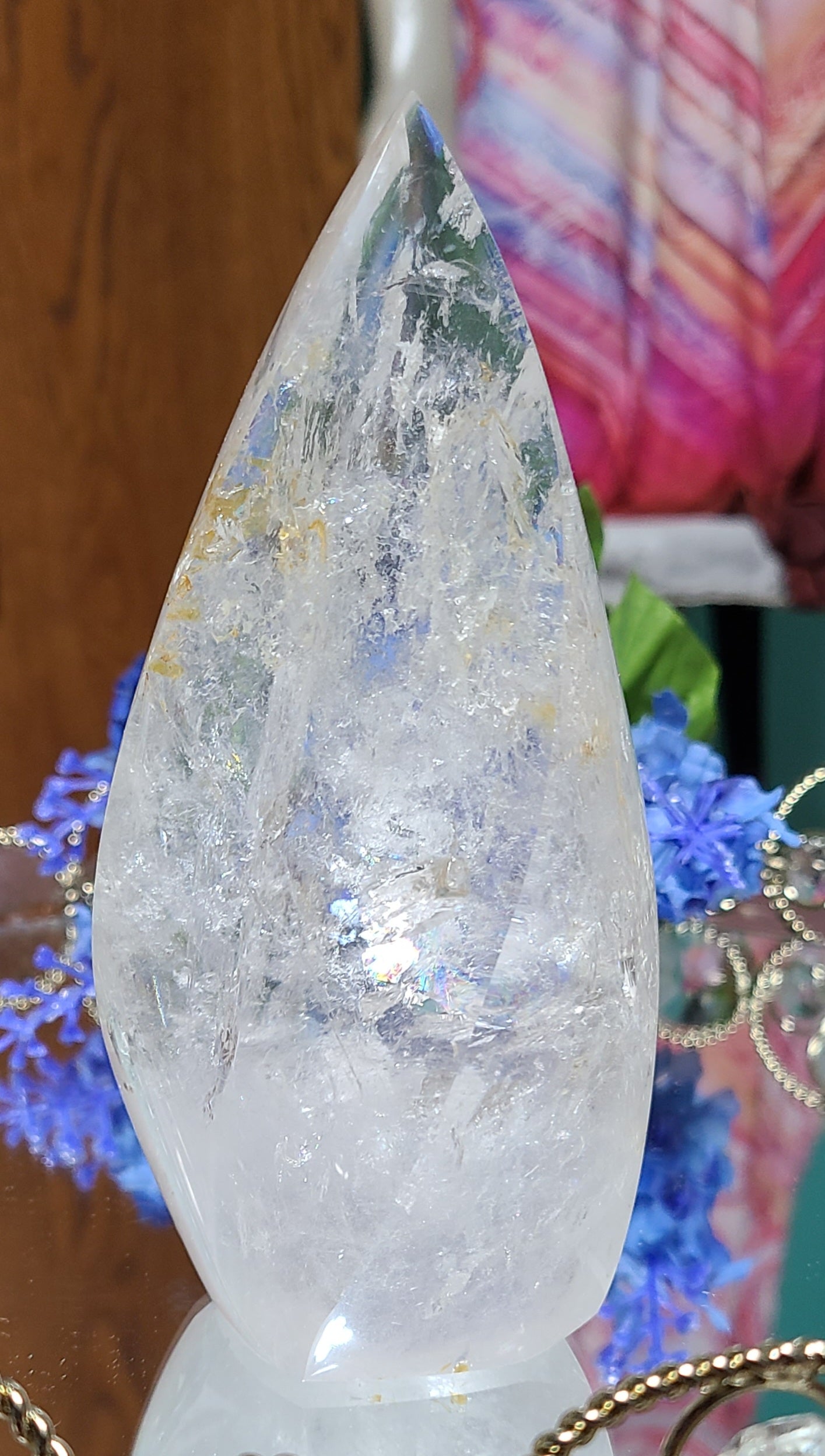 Large Clear Quartz Carved Flame