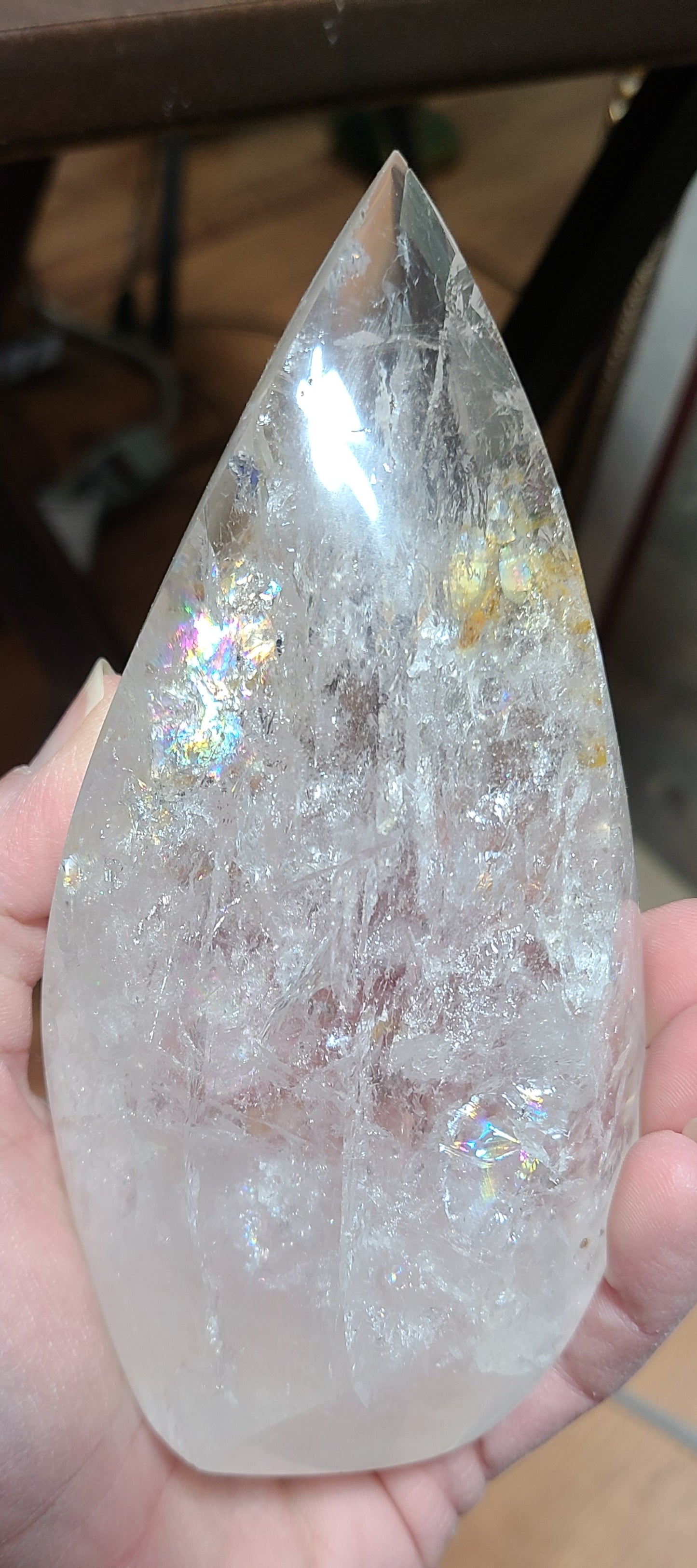 Large Clear Quartz Carved Flame